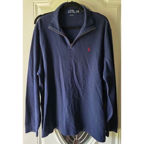 Polo Ralph Lauren Estate Rib Quarter Zip Red Logo Pullover Men Size XL - Picture 1 of 5